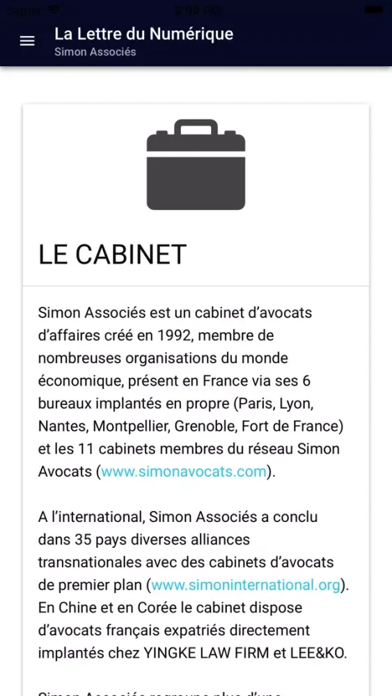 Capturas de tela do La Lettre du Numérique