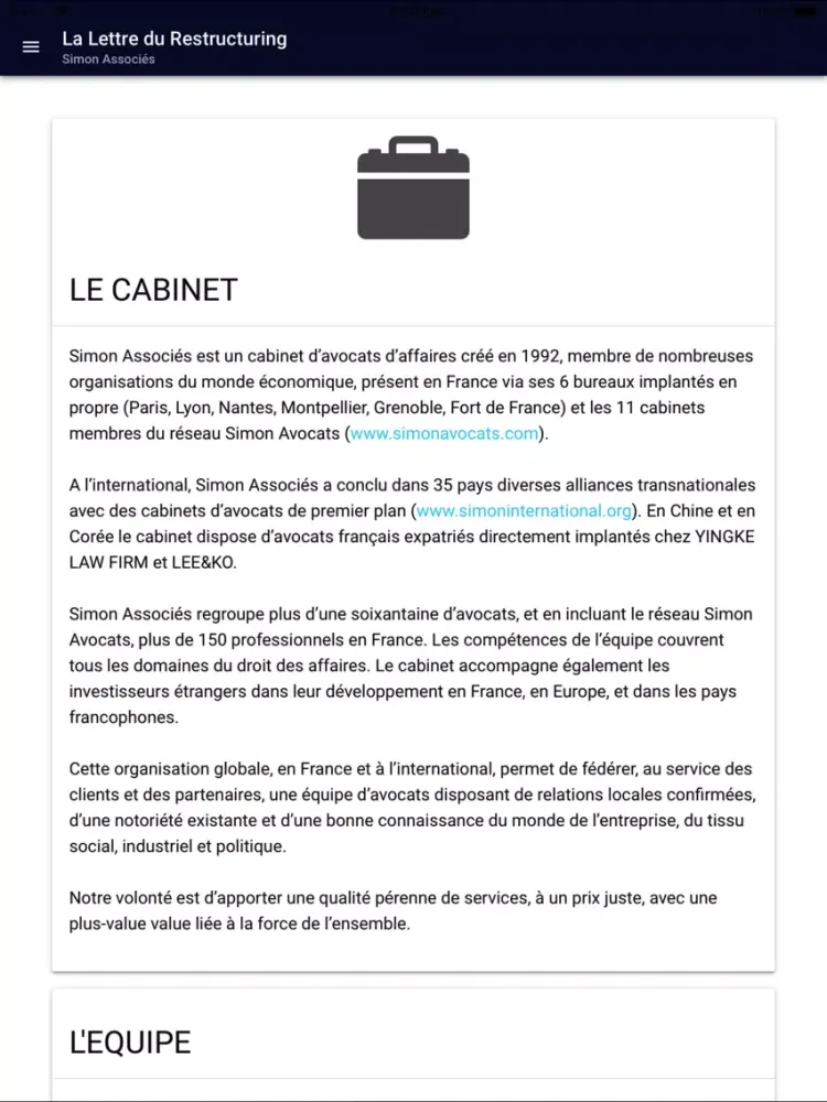 La Lettre du Restructuring iPad  स्क्रीनशॉट