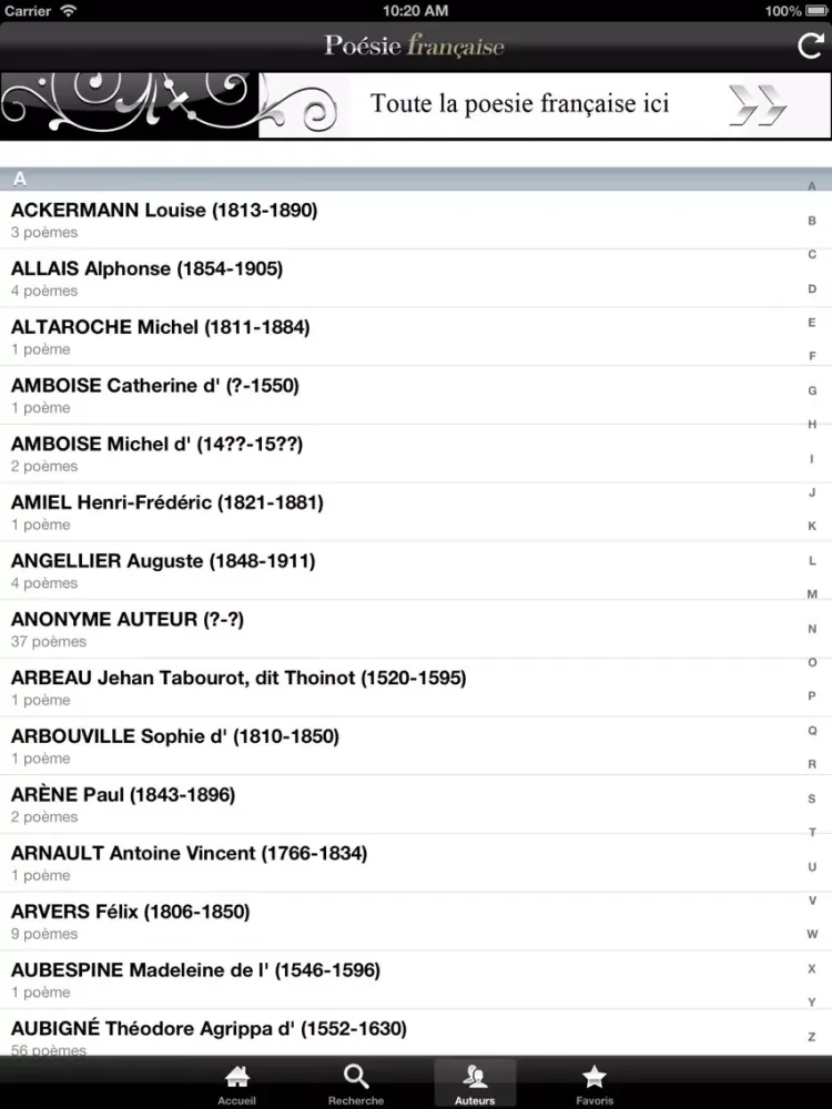 Capturas de pantalla de Poesie Fr iPad 