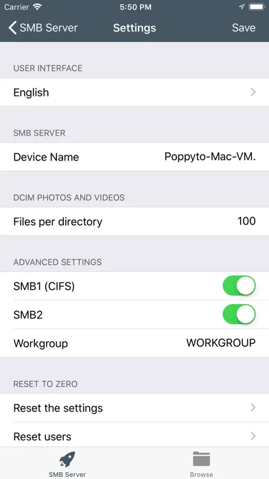 Capturas de pantalla de LAN drive SAMBA Server Client