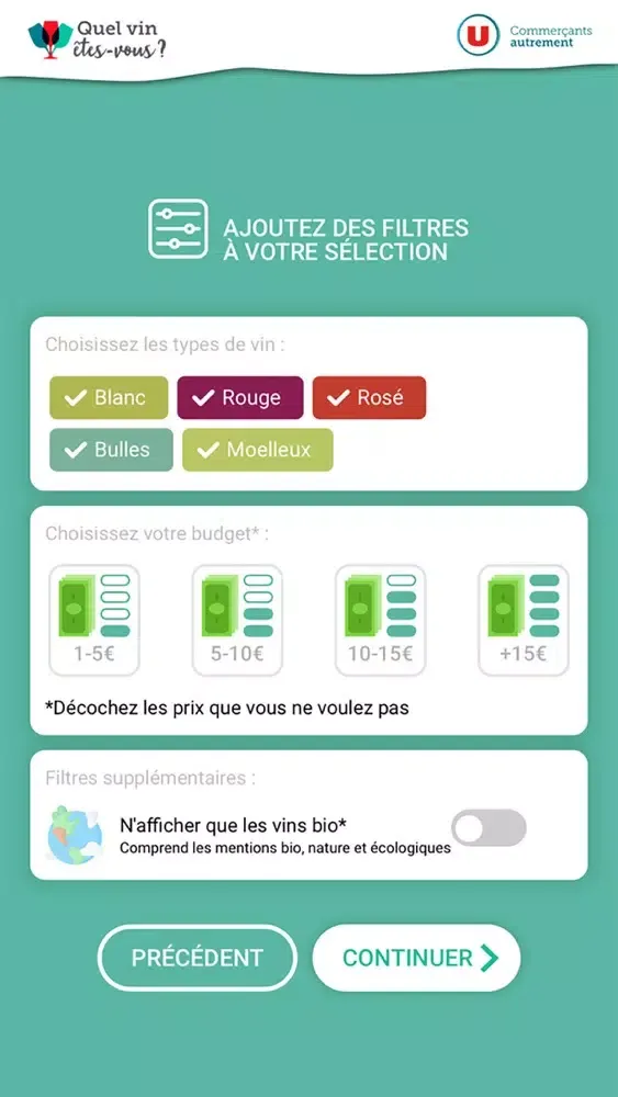 Tangkapan skrin Quel vin êtes-vous ?