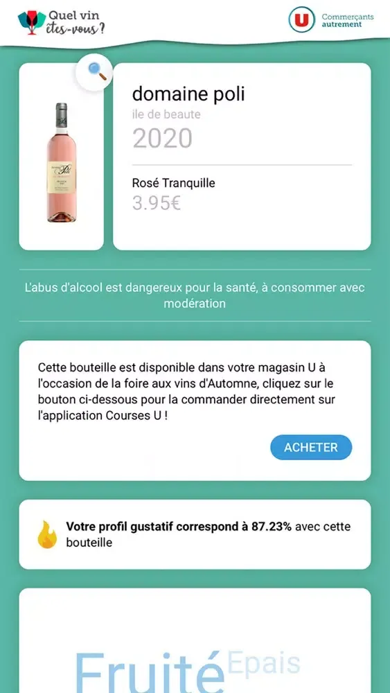 Tangkapan skrin Quel vin êtes-vous ?