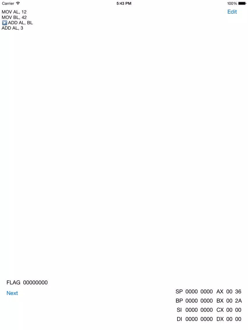 8086 Assembly Compiler iPad  스크린샷