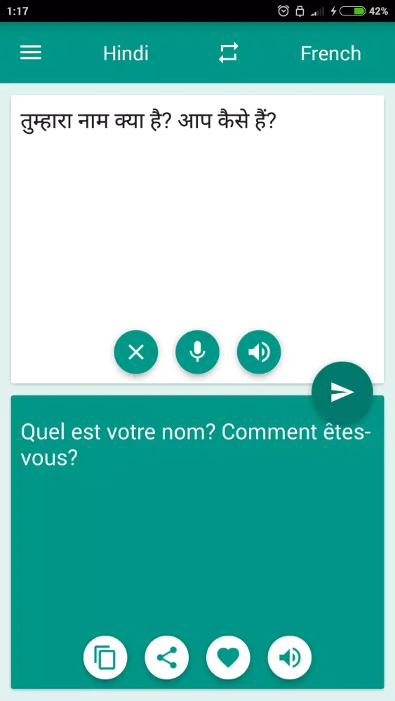 French-Hindi Translator Ekran Görüntüleri