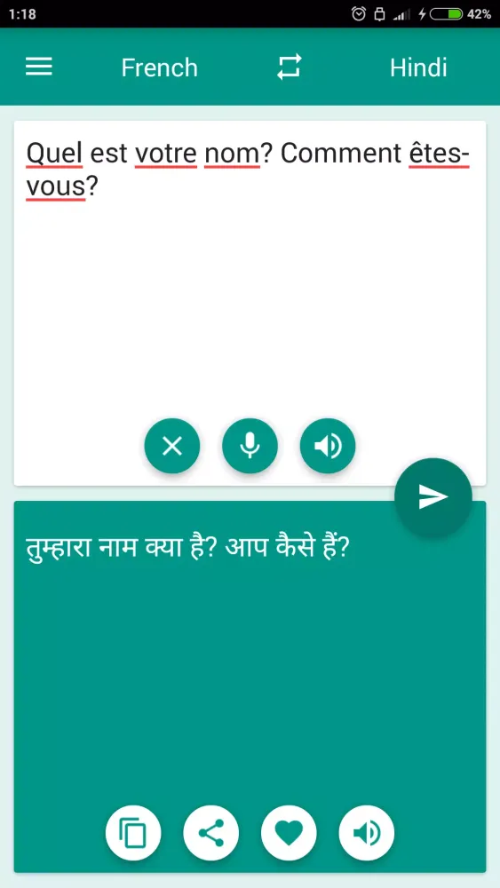 French-Hindi Translator Ekran Görüntüleri