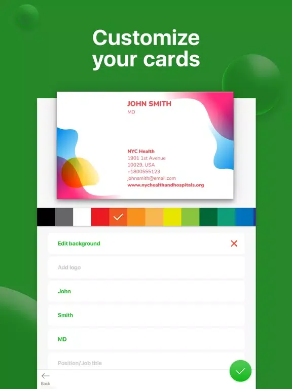 Capturas de tela do Digital ID Business Card Maker iPad 