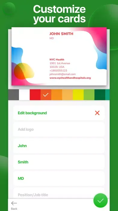 Capturas de tela do Digital ID Business Card Maker
