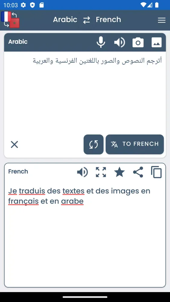 Arabic French Translator سکرین شاٹس