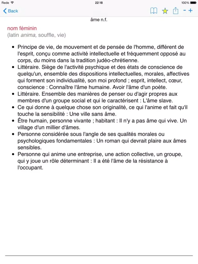 Ảnh chụp màn hình của Dictionnaire Française (French Dictionary) iPad 