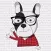 Hipster French bulldog sticker