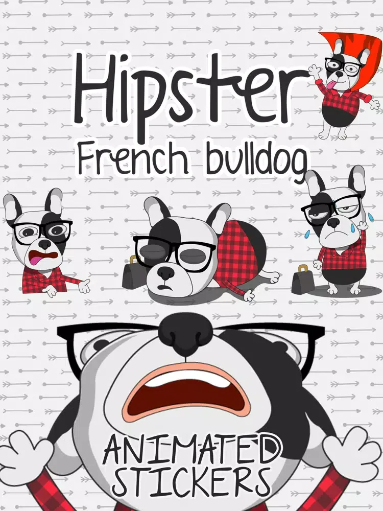Hipster French bulldog sticker iPad  سکرین شاٹس