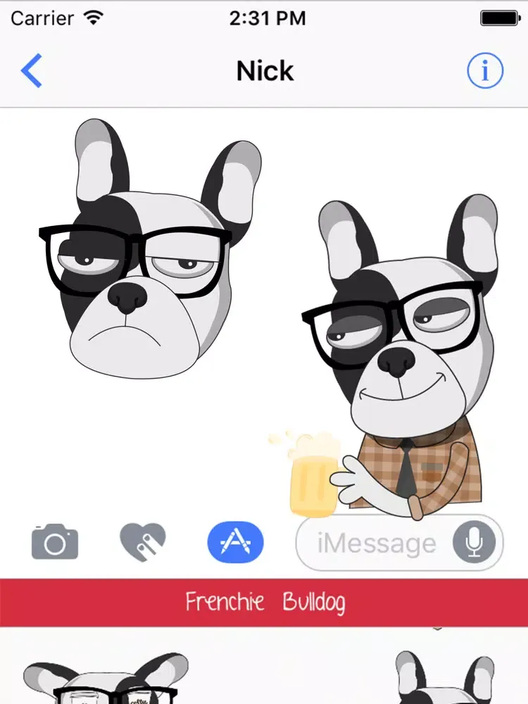 Hipster French bulldog sticker iPad  سکرین شاٹس