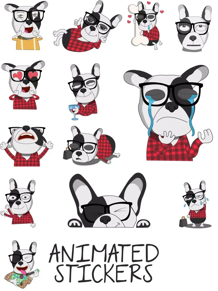 Hipster French bulldog sticker iPad  سکرین شاٹس