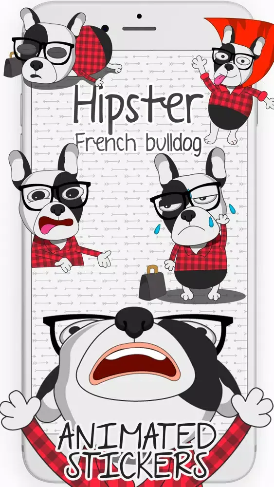 Hipster French bulldog sticker سکرین شاٹس