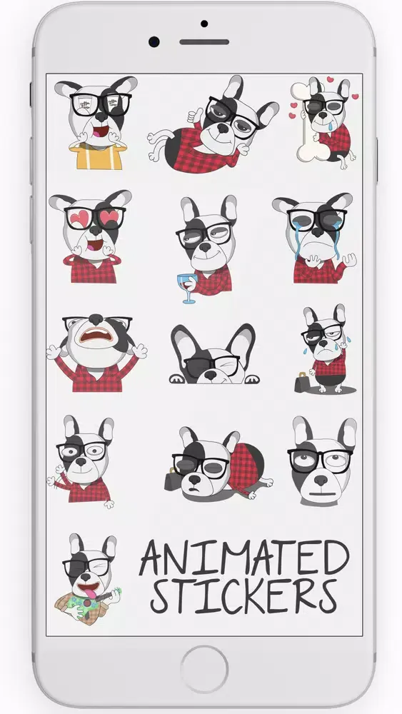 Hipster French bulldog sticker سکرین شاٹس