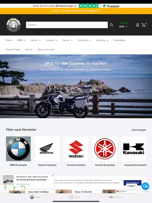 Ảnh chụp màn hình của GlobalMotoParts iPad 