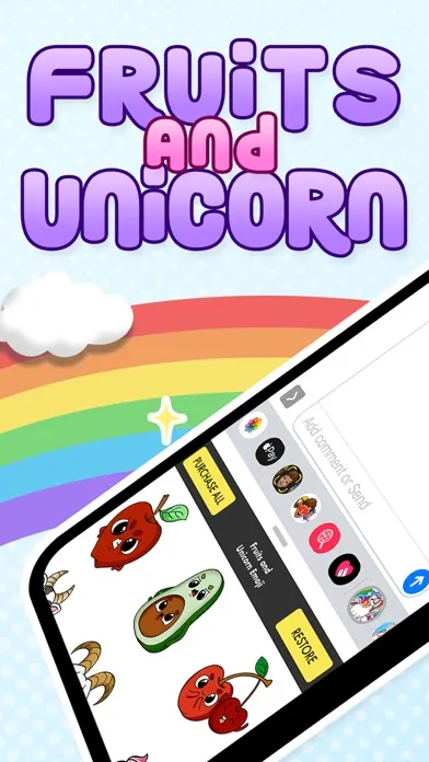 Tangkapan skrin Fruits and Unicorn Emoji