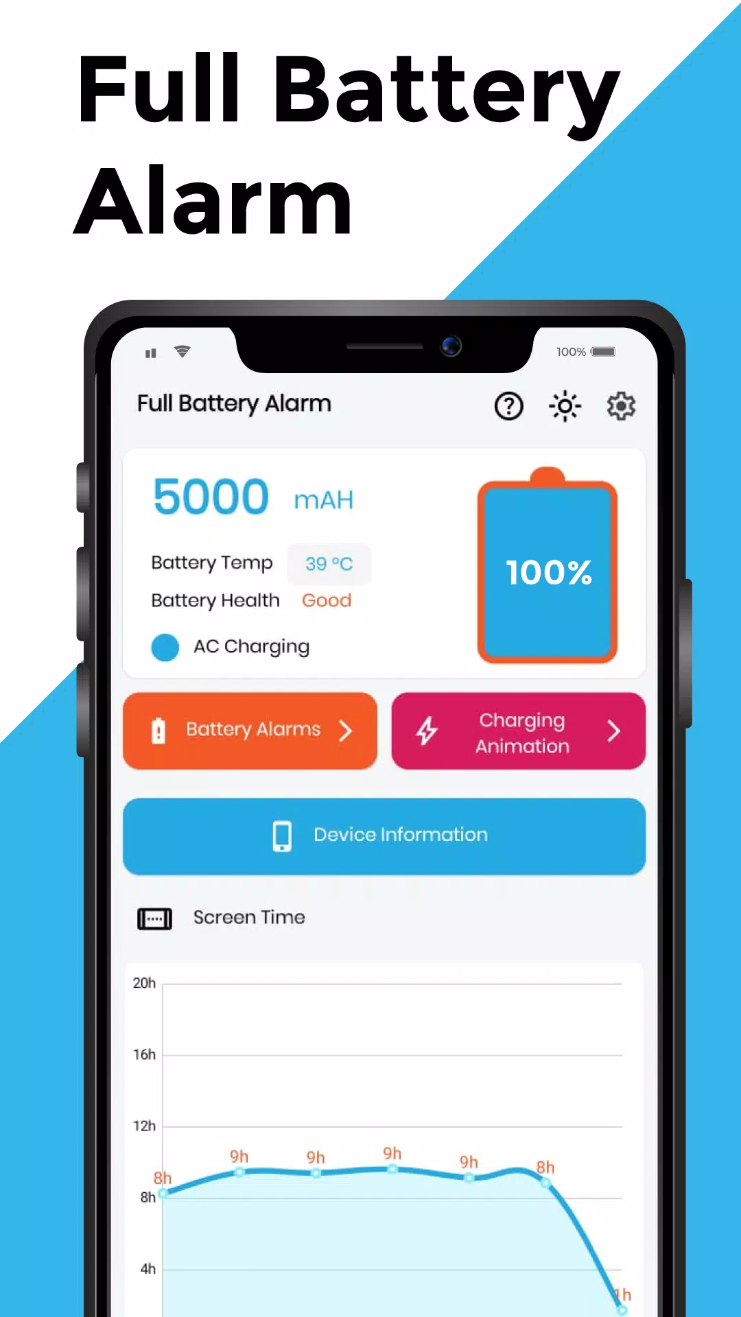 Full Battery 100% Alarm Screenshots