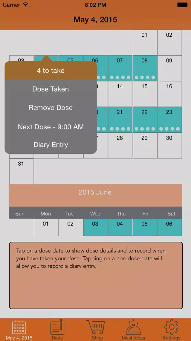 Tangkapan layar Candida CCWS Treatment Tracker