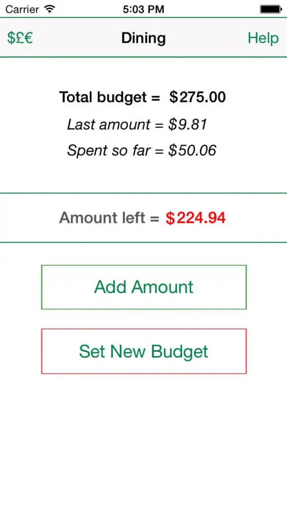 Dining Budget Tracker應用截圖
