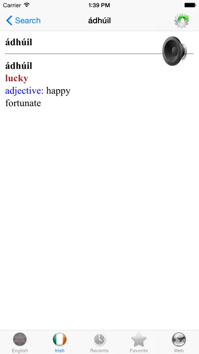Tangkapan skrin English Irish best dictionary - Béarla Gaeilge Foclóir fearr