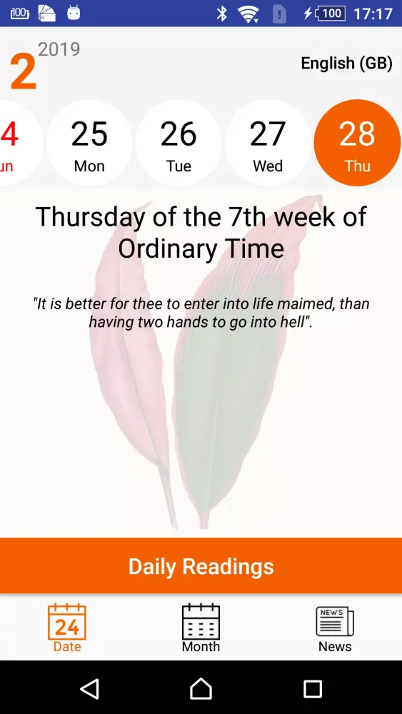Roman Catholic Calendar Screenshots
