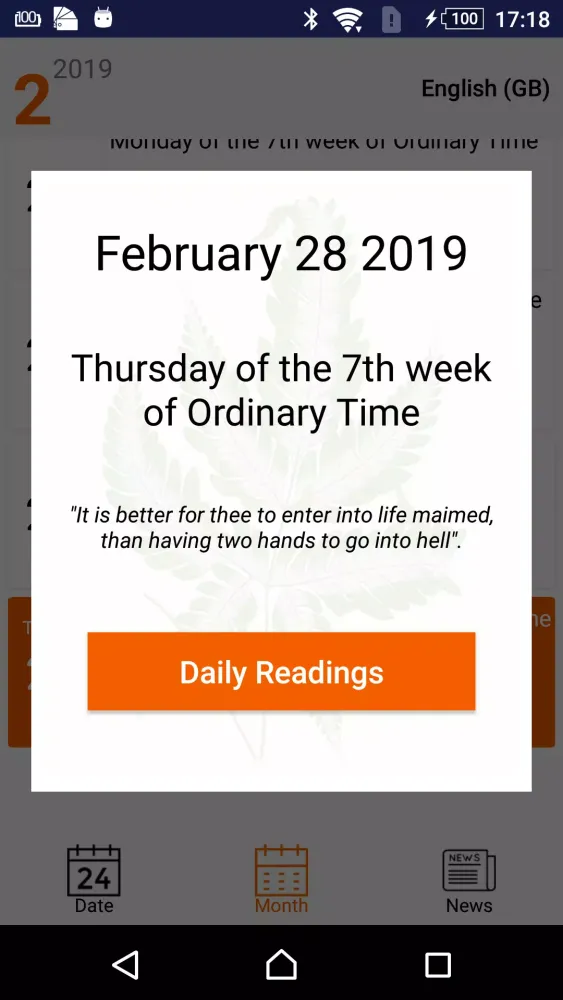 Roman Catholic Calendar Screenshots