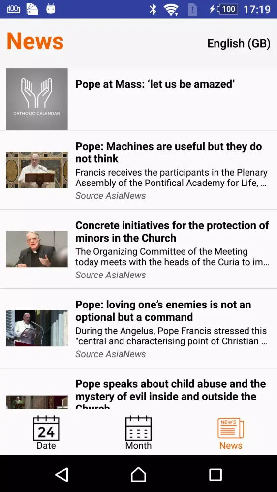 Roman Catholic Calendar Screenshots
