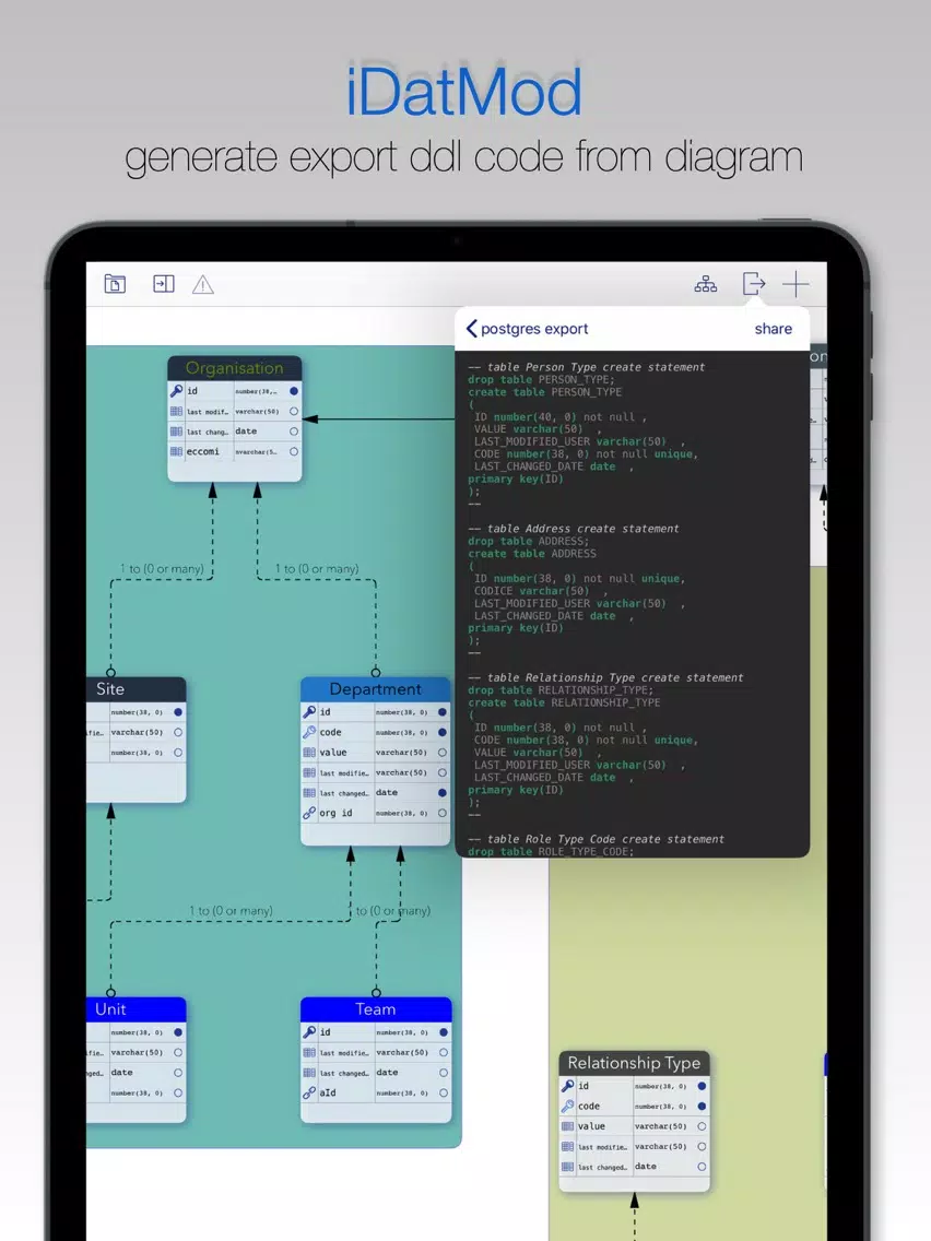 Скриншоты iDatMod Data Modeler iPad 
