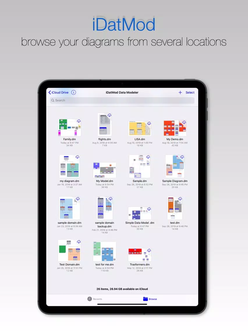 Скриншоты iDatMod Data Modeler iPad 