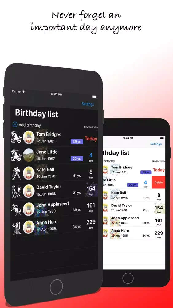 BirthDay Monitor Screenshots