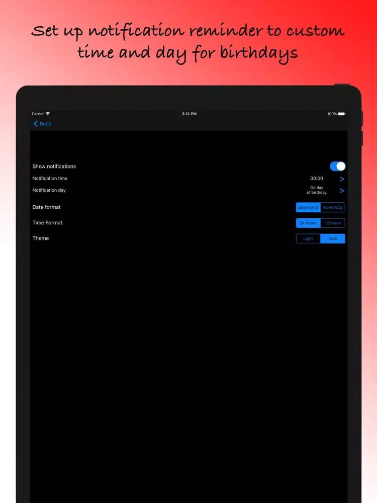 Capturas de tela do BirthDay Monitor Lite iPad