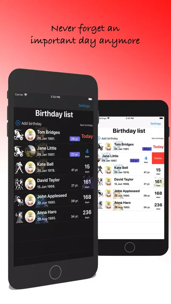 Capturas de tela do BirthDay Monitor Lite