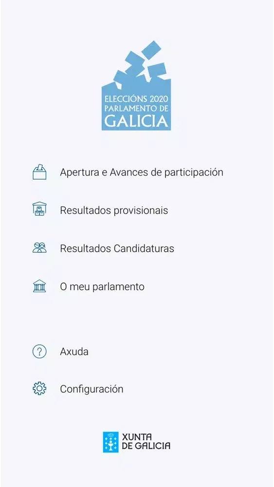 Capturas de pantalla de Eleccións Galicia 2020