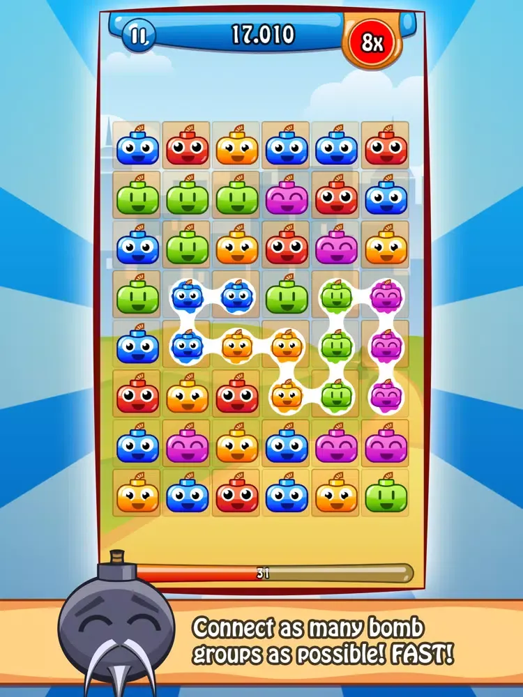 Happy Bombs - Connect 3+ Game iPad  Screenshots
