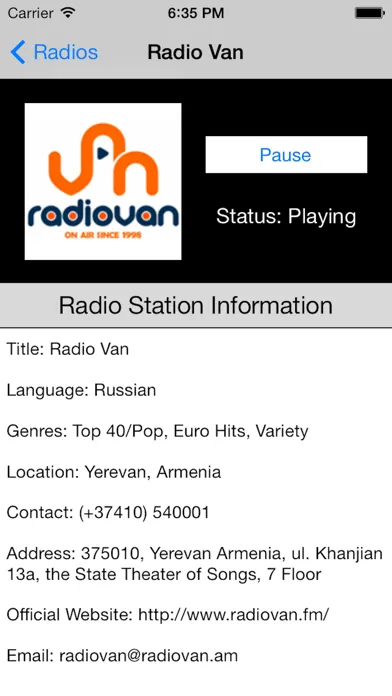 Скриншоты Armenia Radio Live Player (Armenian)