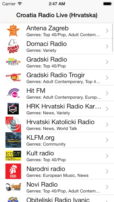 Tangkapan skrin Croatia Radio Live Player (Hrvatska / hrvatski)