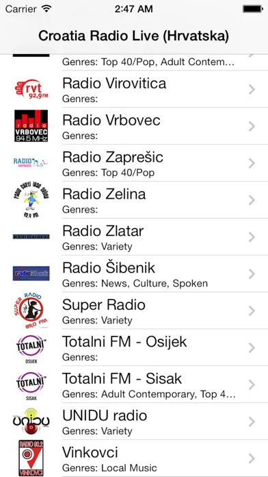 Tangkapan skrin Croatia Radio Live Player (Hrvatska / hrvatski)