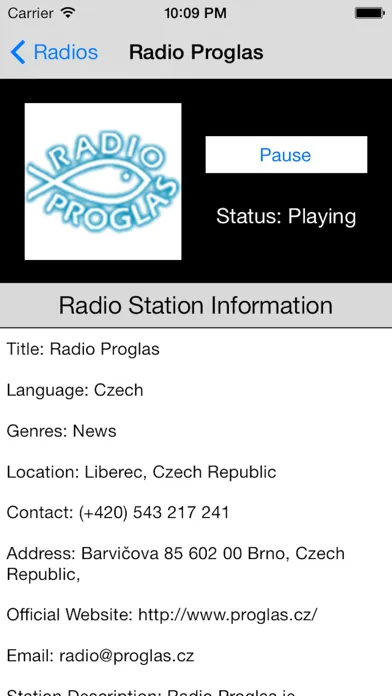 Czech Republic Radio Player (Česká republika rádio, čeština, Česko, Český)应用截图