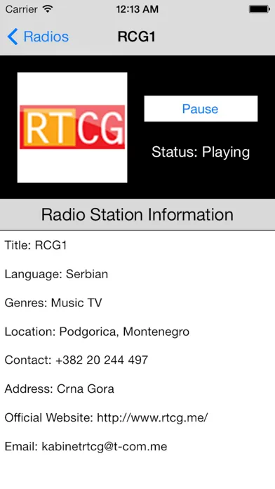 Ảnh chụp màn hình của Montenegro Radio Live Player (Montenegrin)