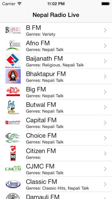 Ảnh chụp màn hình của Nepal Radio Live Player (Kathmandu / Nepali / Devanagari)