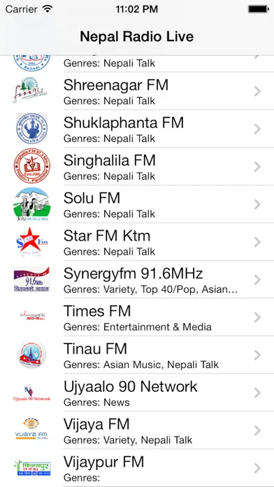 Ảnh chụp màn hình của Nepal Radio Live Player (Kathmandu / Nepali / Devanagari)