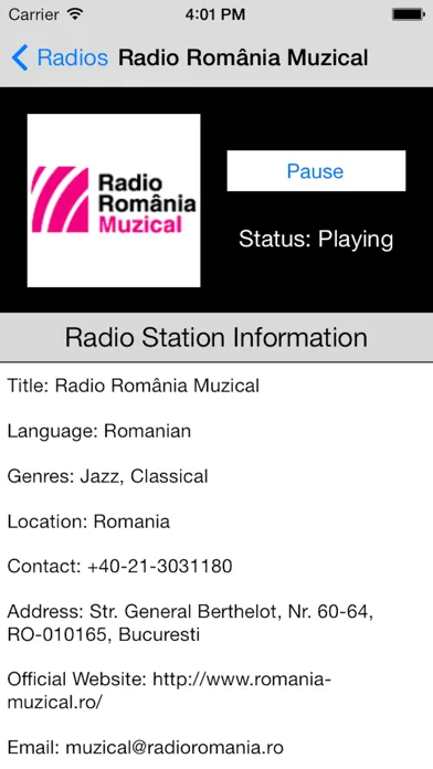Ảnh chụp màn hình của Romania Radio Live Player (Romanian / român)
