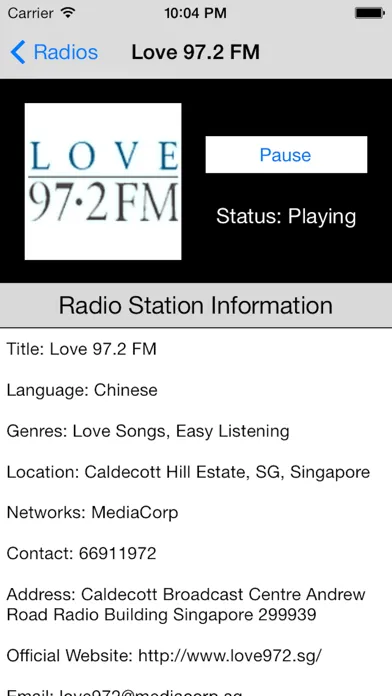Zrzuty ekranu Singapore Radio Live Player (新加坡电台 / 電台)