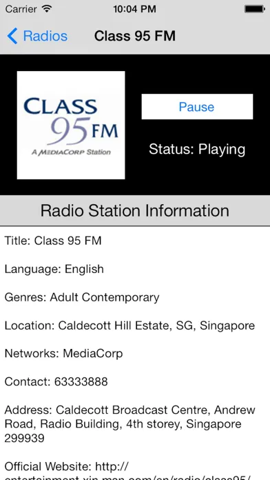 Zrzuty ekranu Singapore Radio Live Player (新加坡电台 / 電台)