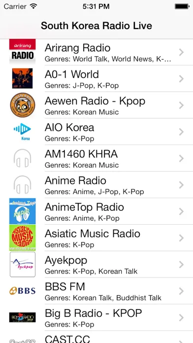 Capturas de tela do South Korea Radio Live Player (Korean / 한국 한국어 / 라디오)