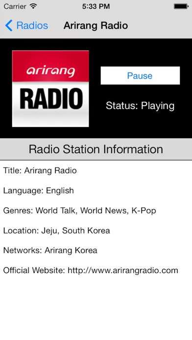 Capturas de tela do South Korea Radio Live Player (Korean / 한국 한국어 / 라디오)