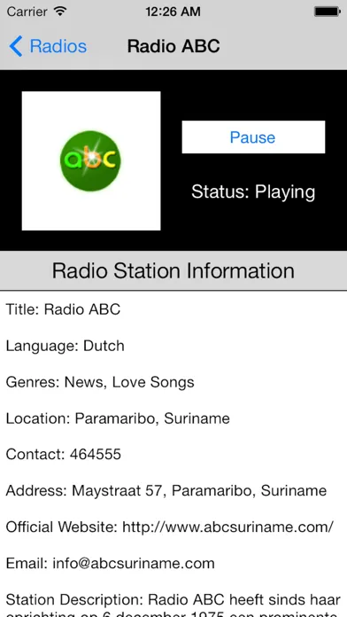 Suriname Radio Live Player (Paramaribo / Dutch) Screenshots