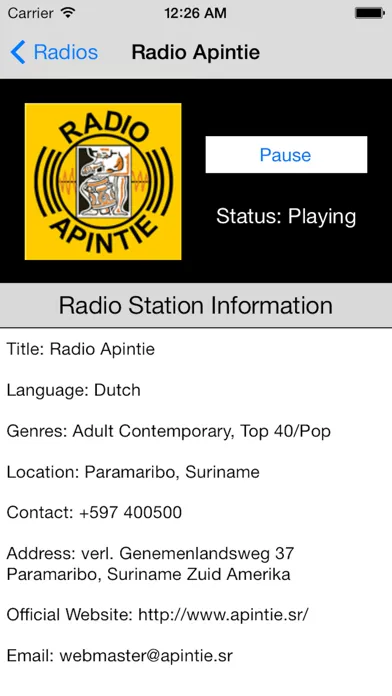 Suriname Radio Live Player (Paramaribo / Dutch) Screenshots