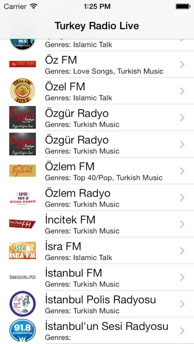 Ảnh chụp màn hình của Turkey Radio Live Player (Turkish / Türkiye / Türkçe / Turk / Türk radyo)